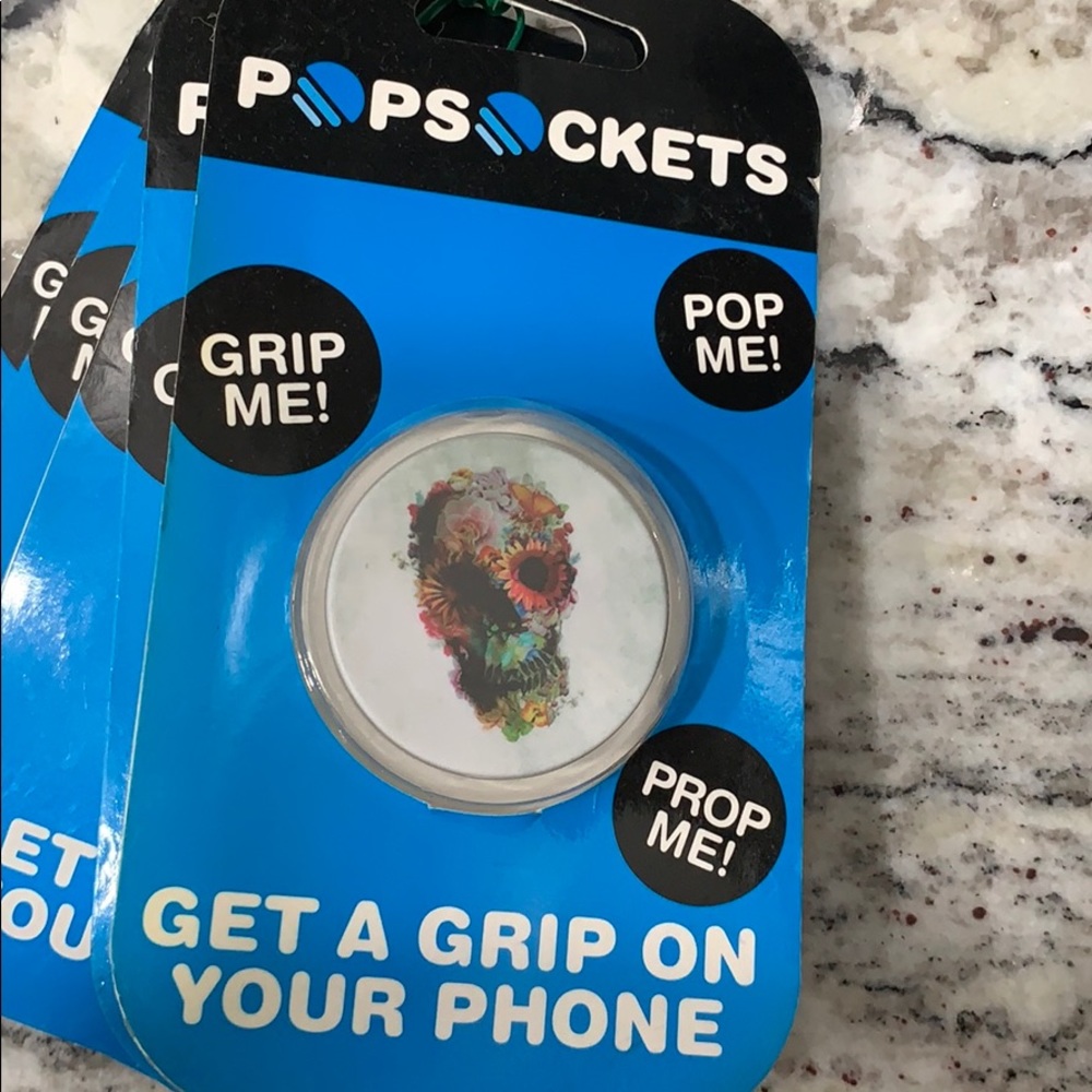 floral skull pop socket